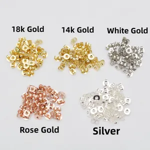 Cierres de mariposa para pendientes bañados en oro de 14K en cinco colores para joyería