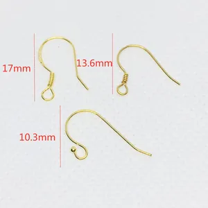 Detailed view of S925 sterling silver ear hooks showing 17mm and 13mm size measurements