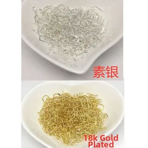Detail of 18k gold plated and S925 sterling silver ear hooks for DIY jewelry making