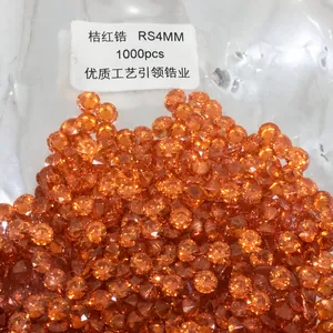 Macro de piedras de circonita naranja de 4mm para joyería artesanal DIY 1000pzs