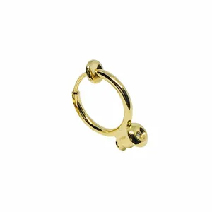 Polished gold plated copper spring ear clip converter with clear stone accent