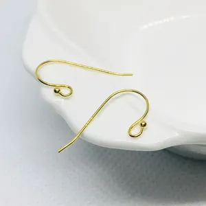 18K gold plated S925 sterling silver ear wire hooks with ball ends for DIY jewelry