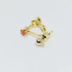 Convertidor de pendientes de clip dorado ajustable con circón naranja para joyas DIY