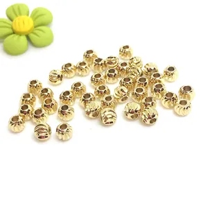 Gold Plated Copper Spacer Beads Round Spiral Pattern Loose Beads For DIY Jewelry Making Bracelet Necklace Findings