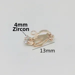 Vista detallada del convertidor de clip para oreja de 13mm con circón redondo de 4mm