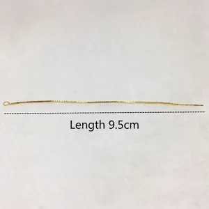 Detailed 14k gold plated 9.5cm box chain ear threader with pin and ring for DIY jewelry
