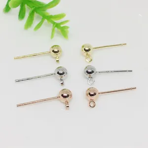 Apprêts pour Boucles d'Oreilles DIY Avec Tête Ronde et Anneau Laiton Écologique Tige en Argent Sterling 925 Accessoires de Bijoux