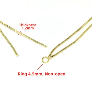 Dettaglio catena serpente da 1,2mm con anello chiuso da 4,5mm per creazione di gioielli DIY