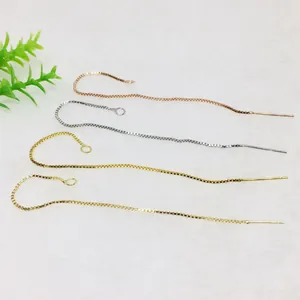 925 Sterling Silver Earring Post Copper Box Chain Earring Threaders DIY Jewelry Making Long Ear Line Accessories For Women