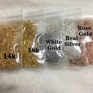 S925 silver needle DIY box chain earrings in 14k, 18k gold and rose gold finishes