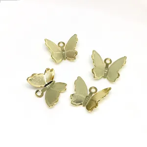14k gold plated 3D butterfly charms with textured wing details for DIY jewelry making