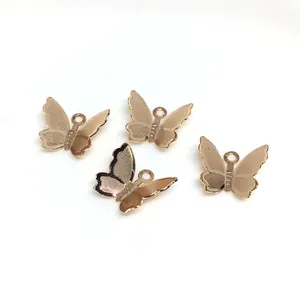 14k gold-filled 3D butterfly charms in rose gold finish for DIY earring jewelry making