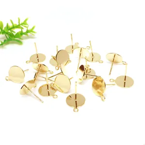 DIY Earring Stud Findings 925 Sterling Silver Earring Post Copper Flat Round Base With Loop Jewelry Making Accessories For Women