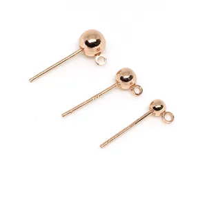Clous d'oreilles en argent plaqué or 14K avec anneau pour création de bijoux DIY