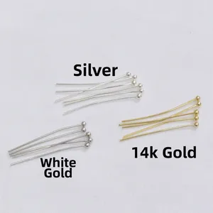 Clous à tête ronde plaqués or 14K et argent pour la création de bijoux DIY et perles