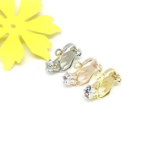 Convertidores de Pendientes de Clip de Cobre Para Orejas No Perforadas Componentes Con Zirconia Diseño de Triángulo DIY Accesorios de Joyería Oro Plata Oro Rosa