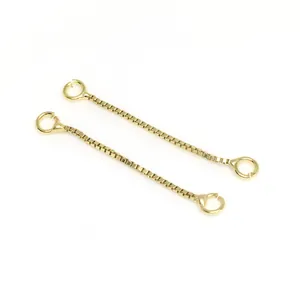14K gold plated 0.8mm box chain earring components with jump rings for DIY jewelry making