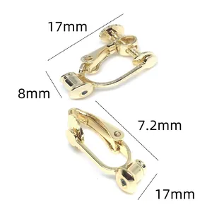 14k gold plated screw earring converters for non-pierced ears with dimensions 17x8mm