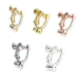 Five assorted 14k gold plated screw-on earring converters for non-pierced ears