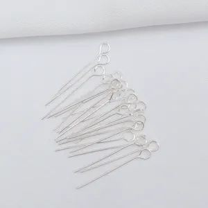 Polished silver eye pins for DIY jewelry making and handmade beaded accessories