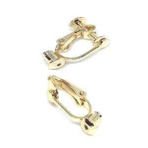 Polished 14k gold plated screw earring converters for DIY non-pierced jewelry