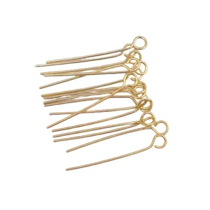 14k gold-filled copper eye pins for DIY jewelry making and handmade bead projects