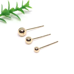 DIY Jewelry Findings Ball Stud Earring Parts With 925 Sterling Silver Earring Post Copper Gold Silver Plated Earring Components