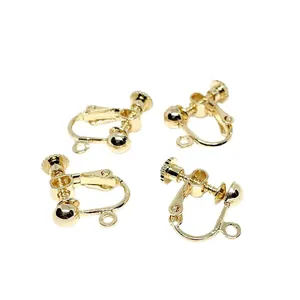 Set of four 14k gold plated screw-back earring converters with loop for DIY jewelry making