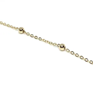 Minimalist 14K gold filled O-chain necklace featuring delicate round golden beads