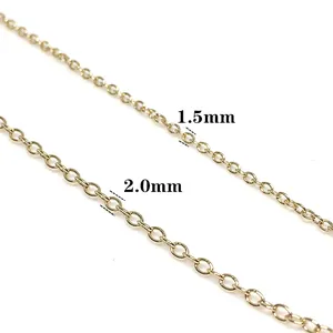 14K gold plated cable chains in 1.5mm and 2.0mm sizes for DIY jewelry making