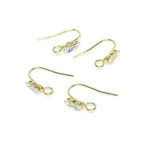 Crochets d'oreilles plaqués or 14k avec zircon rectangulaire pour création bijoux