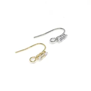 Crochets de boucles d'oreilles en laiton doré 14k avec zircon pour création de bijoux