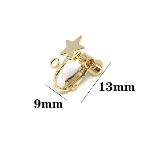 Maßangaben für goldene Stern-Ohrclips mit Schraubverschluss und Aufhängeöse für DIY