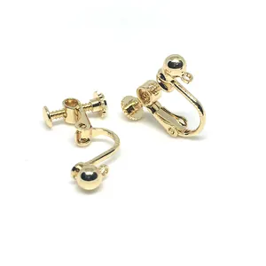 Convertitori per orecchini a clip placcati oro con perno a sfera e asola per bigiotteria