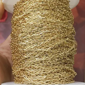 14k gold plated oval link chain on a white spool for DIY jewelry and earring making