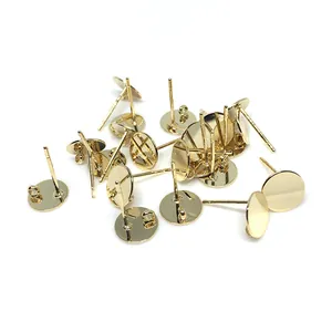14K vergoldete 15mm Ohrstecker mit flacher Platte und Öse für DIY Schmuckherstellung