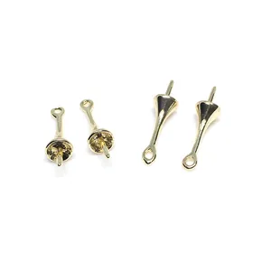 14k gold filled bail pins with cups for half-drilled pearls and jewelry making charms