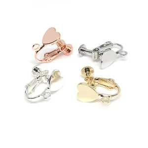 Convertitori Orecchini a Vite in Rame a Forma di Cuore Per Orecchie Senza Buco Clip a Spirale Regolabili DIY Gioielli Accessori