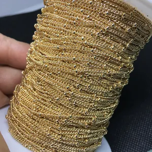 14k gold-filled satellite chain with metallic beads for DIY jewelry making