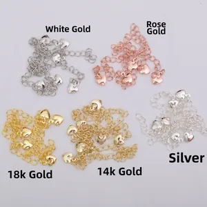 14K gold filled heart pendant extension chains in five metallic finishes for DIY jewelry