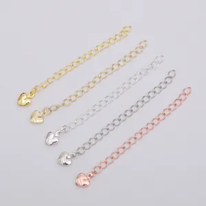 14K gold plated heart extender chains in five metallic finishes for DIY jewelry making