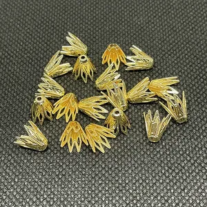 14K vergoldete filigrane Blütenschalen Perlenkappen für DIY Schmuckherstellung Sets