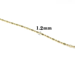 Catena a sfere e cilindri da 1,2mm placcata in oro 14K per accessori gioielli fai da te
