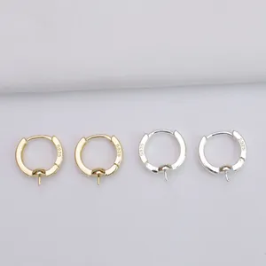 S925 Sterling Silber Klappbrisurem für Perlenohrringe zum Selbermachen in Gold und Silber