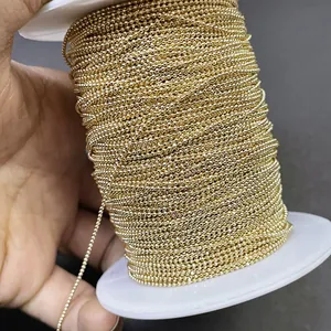 Catena a sfere placcata oro 14K da 1,2 mm in rotolo per creazione gioielli e DIY