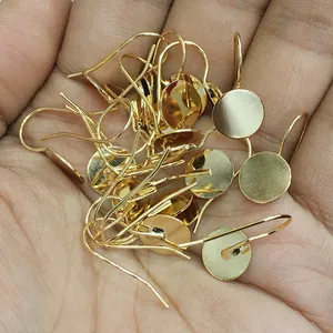 Detail showing 14k gold-plated ear hooks with flat base for DIY jewelry making