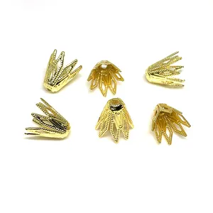 Vergoldete 14k hohle Blüten-Perlenkappen für die DIY-Schmuckherstellung von Armbändern