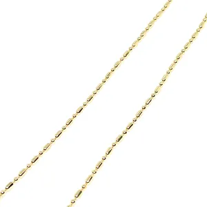 Catena a sfere cilindriche da 1,2mm placcata in oro 14K per gioielli artigianali DIY