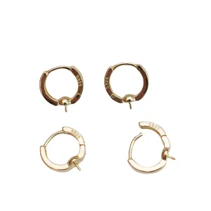 Set mit vier 14k vergoldeten S925 Sterling Silber Huggie Creolen für die Schmuckherstellung