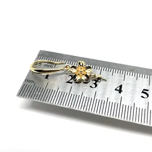 14k vergoldeter floraler Ohrhaken mit Perlenfassung für DIY Schmuckherstellung